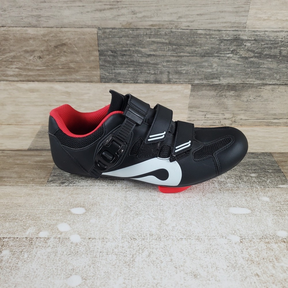 Peloton Cycling Shoes Sz 9 Black Red Hook & Loop Round Toe Sneaker
